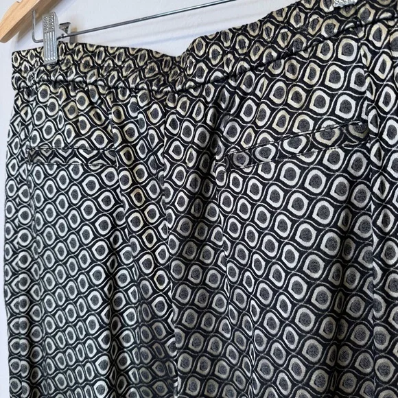 Anthro | Metallic Geo Pattern Larkin Jacquard Tapered Trousers Pants - Picture 7 of 13